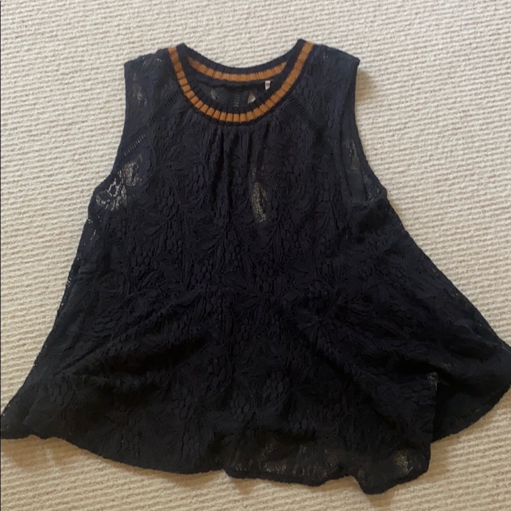 Free people black & orange lace tank